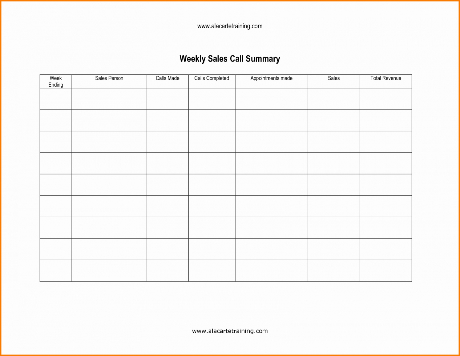 Weekly Call Report Template In Sales Call Report Template