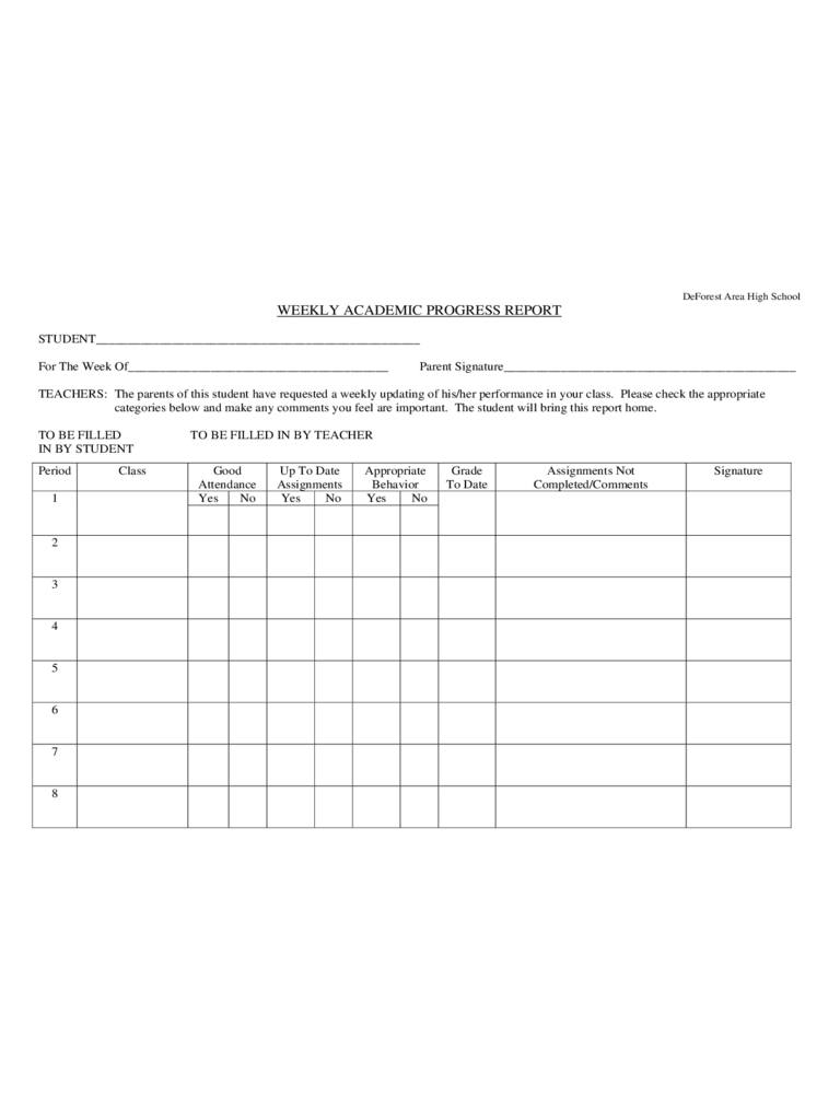 Weekly Progress Report Template – 3 Free Templates In Pdf With Regard To School Report Template Free