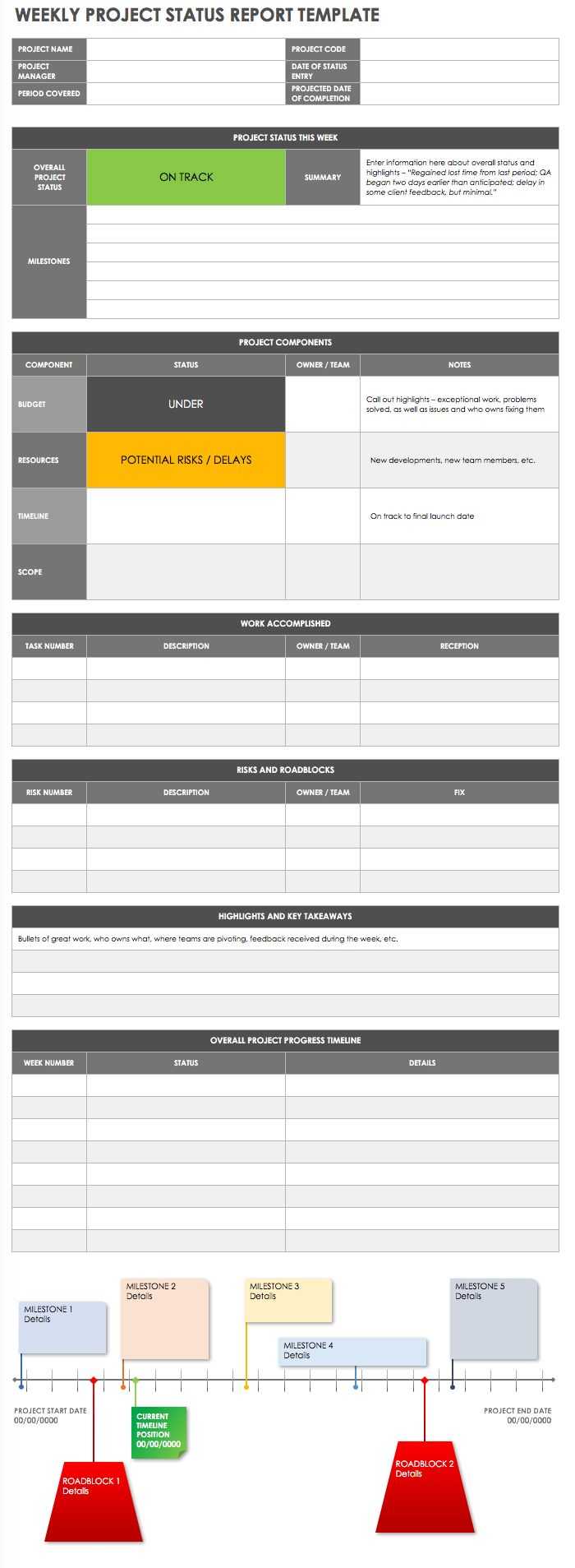 Weekly Project Status Report Sample - Falep.midnightpig.co Throughout One Page Project Status Report Template