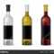 Wine Realistic 3D Bottle With Blank Black Label Template Set For Blank Wine Label Template