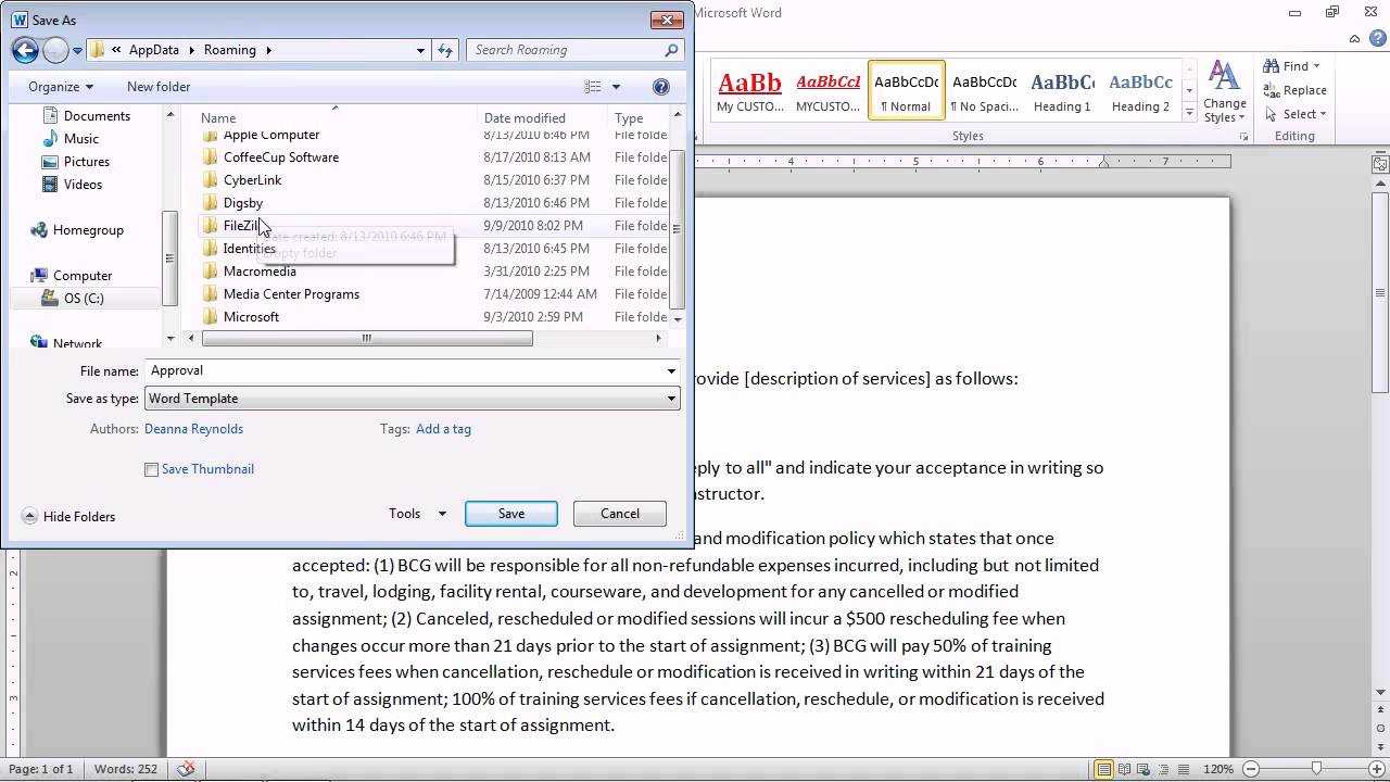 Word 2010 - Save A Document As A Template For Future Documents Within Word 2010 Template Location