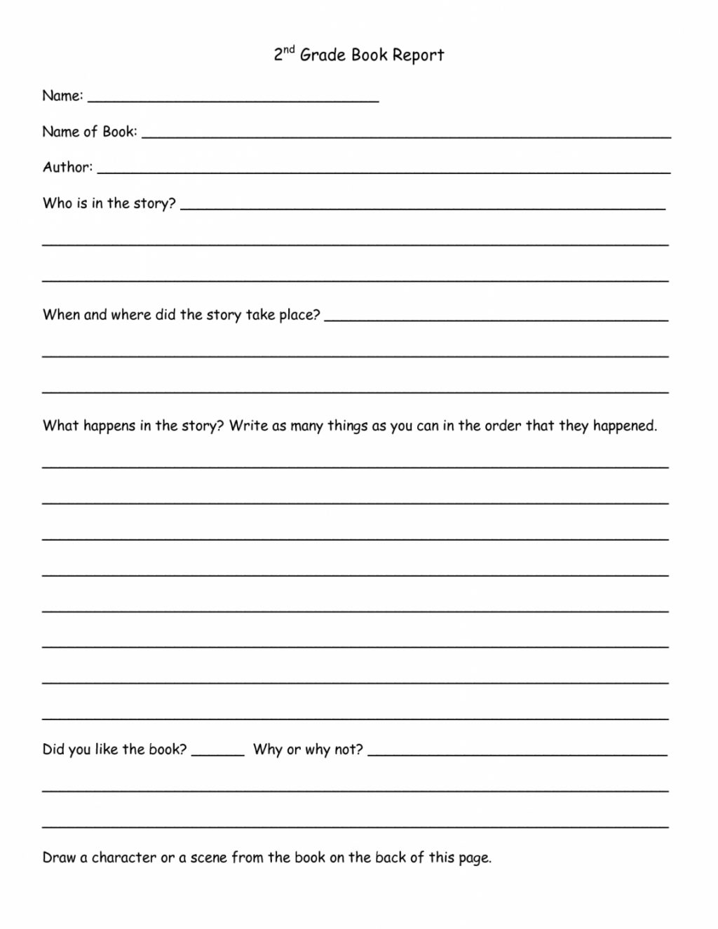Worksheet Ideas ~ Book Report Template 1St Grade Kola Throughout 1St Grade Book Report Template