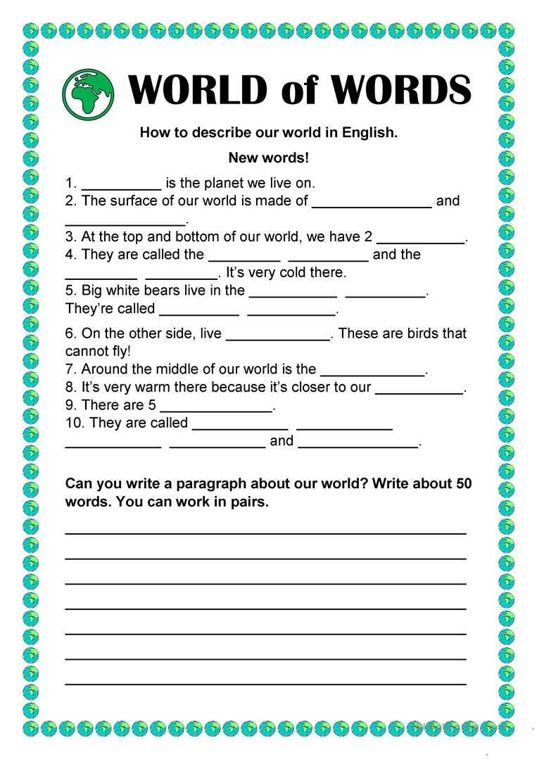 World Of Words – Vocabulary Building – English Esl Within Vocabulary Words Worksheet Template
