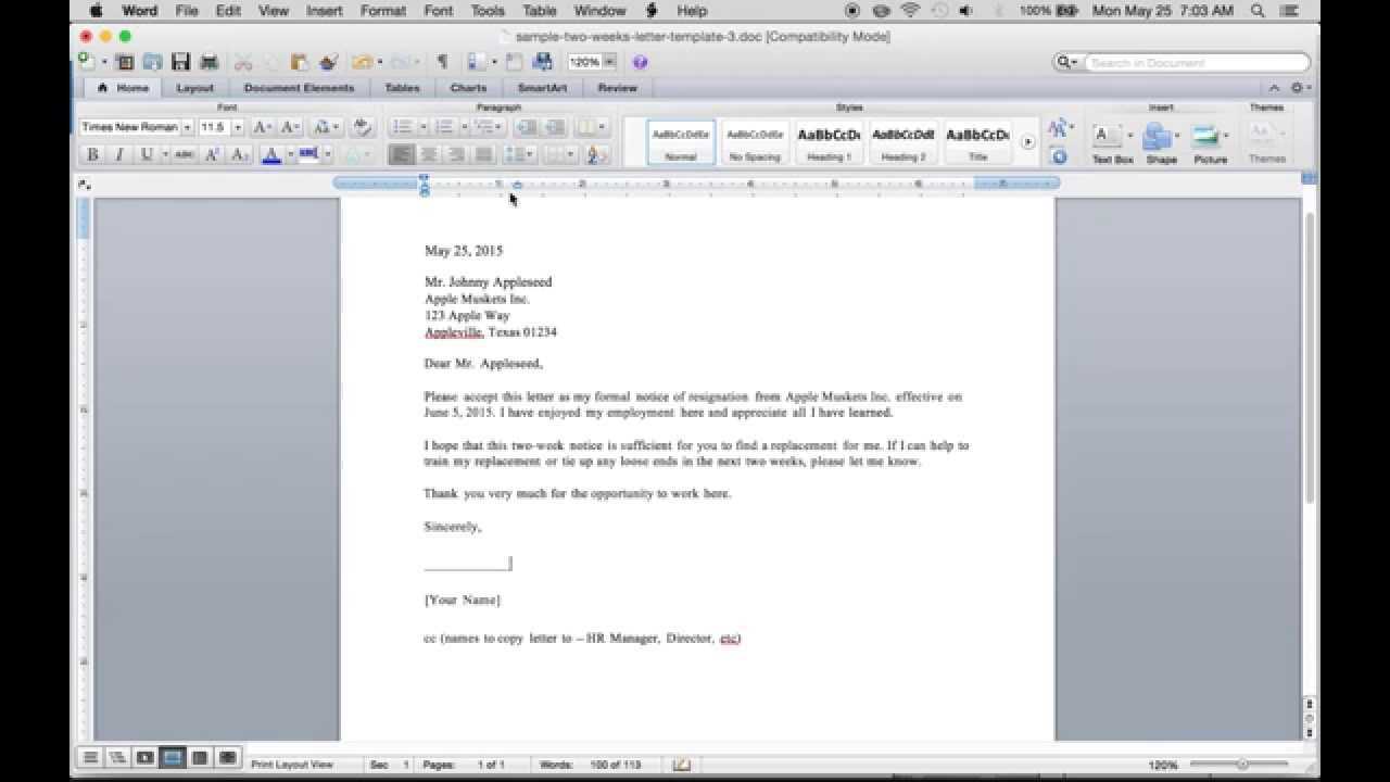 Write A Free 2 Weeks Resignation Letter | Pdf | Word Inside Two Week Notice Template Word
