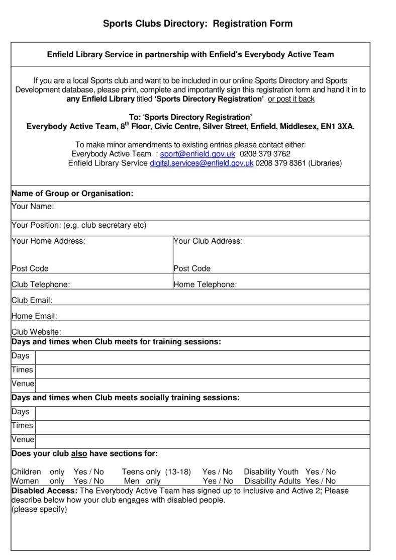 Youth Sports Registration Form Template - Calep.midnightpig.co Within Camp Registration Form Template Word